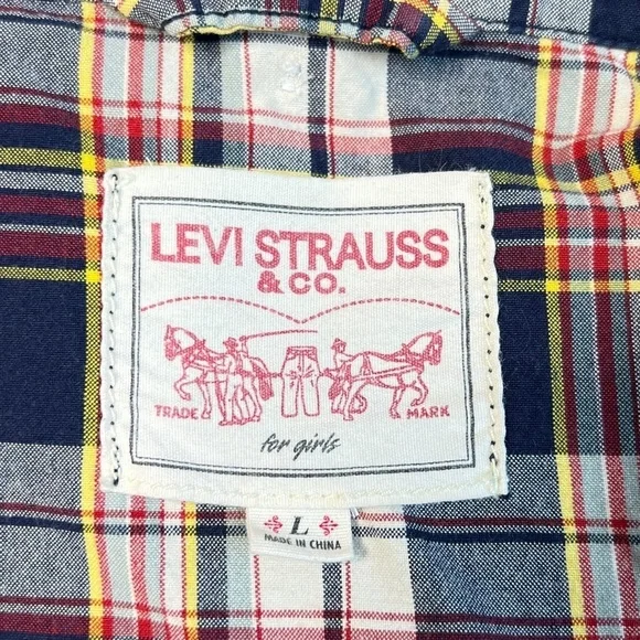 Levi’s Girls Plaid Hooded Zip Up Jacket Size Large - Picture 3 of 12